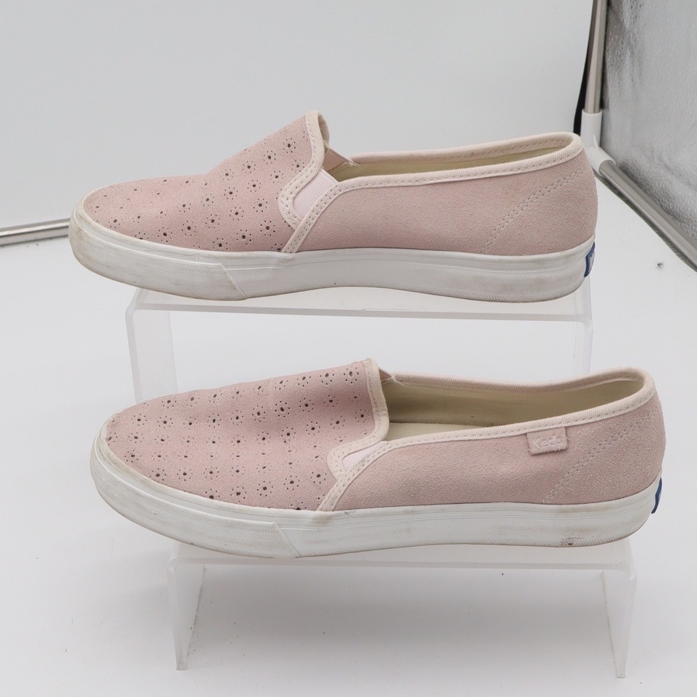 Keds Sneakers Womens 7.5 Pink Suede Eyelet Slip On Good
